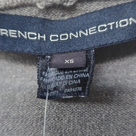 French Connection Gray Milange Baby Soft Plains Zip Through Hoodie Xs NWT New